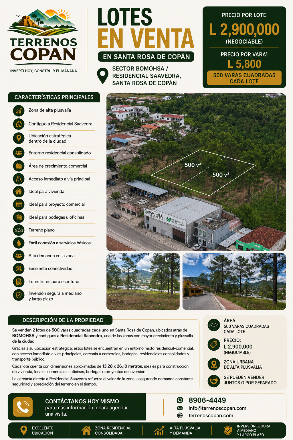 Lotes en Venta en Santa Rosa de Copán | Atrás de BOMOHSA y Saavedra