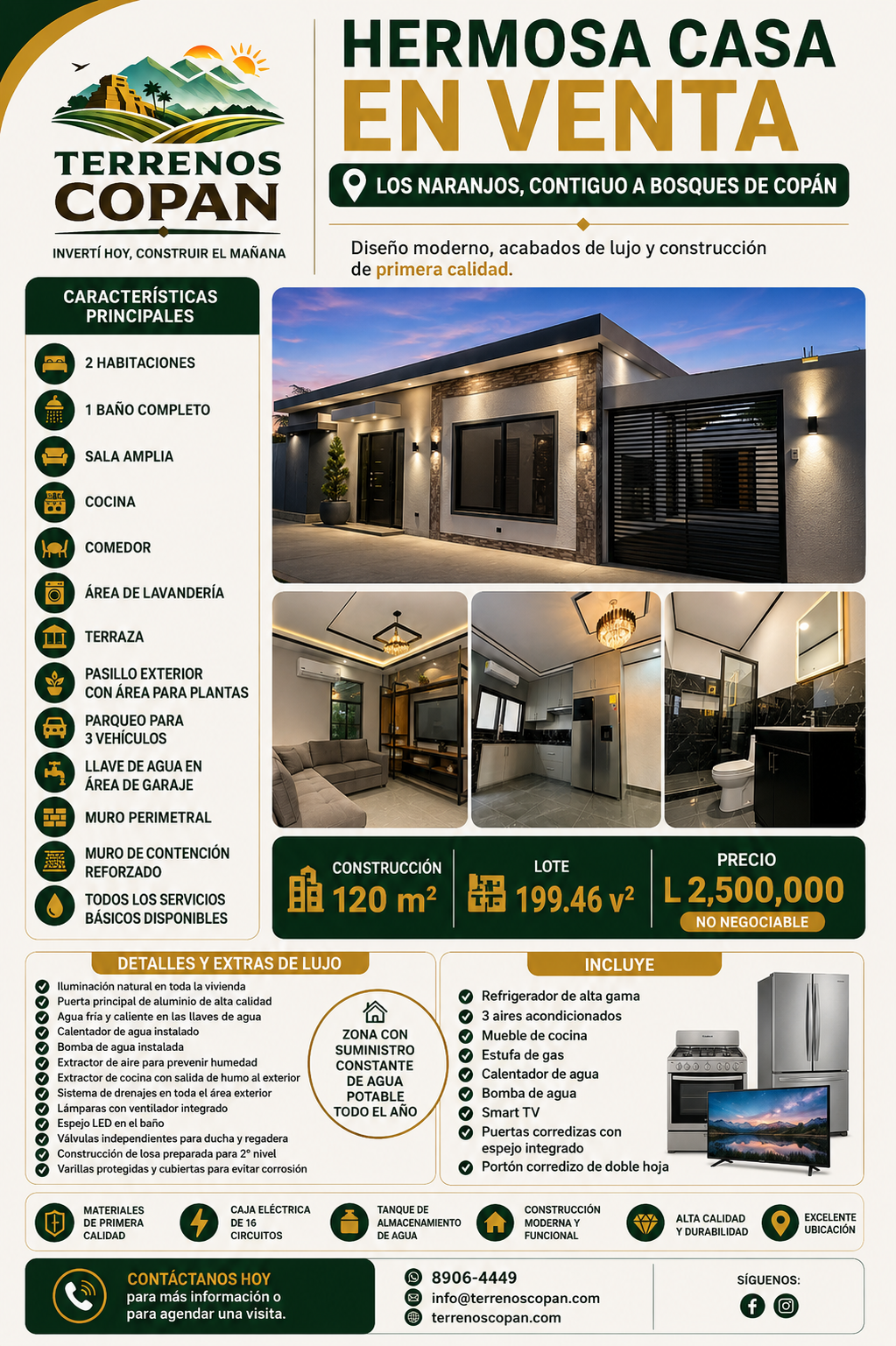 Casa Moderna en Venta en Los Naranjos, Santa Rosa de Copán con Acabados de Lujo