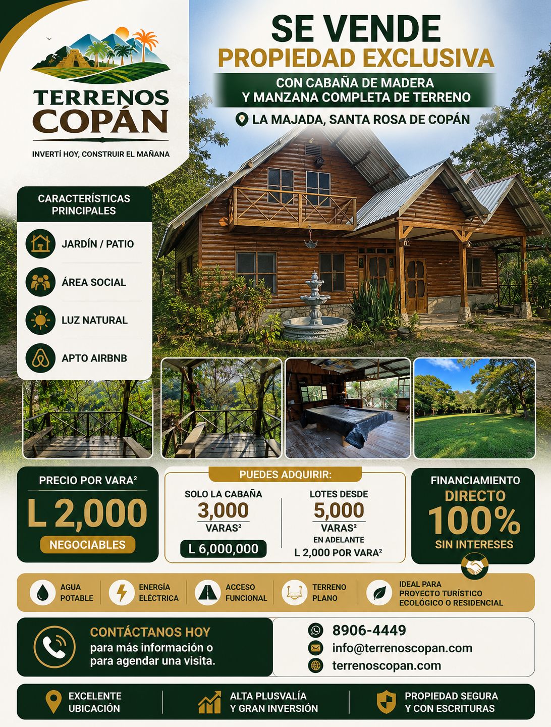 Cabaña de Madera con Una Manzana de Terreno en Venta | La Majada, San Juan de Opoa