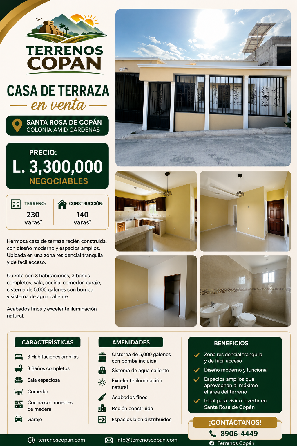 Casa de Terraza Moderna en Venta en Santa Rosa de Copán – Colonia Amid Cárdenas