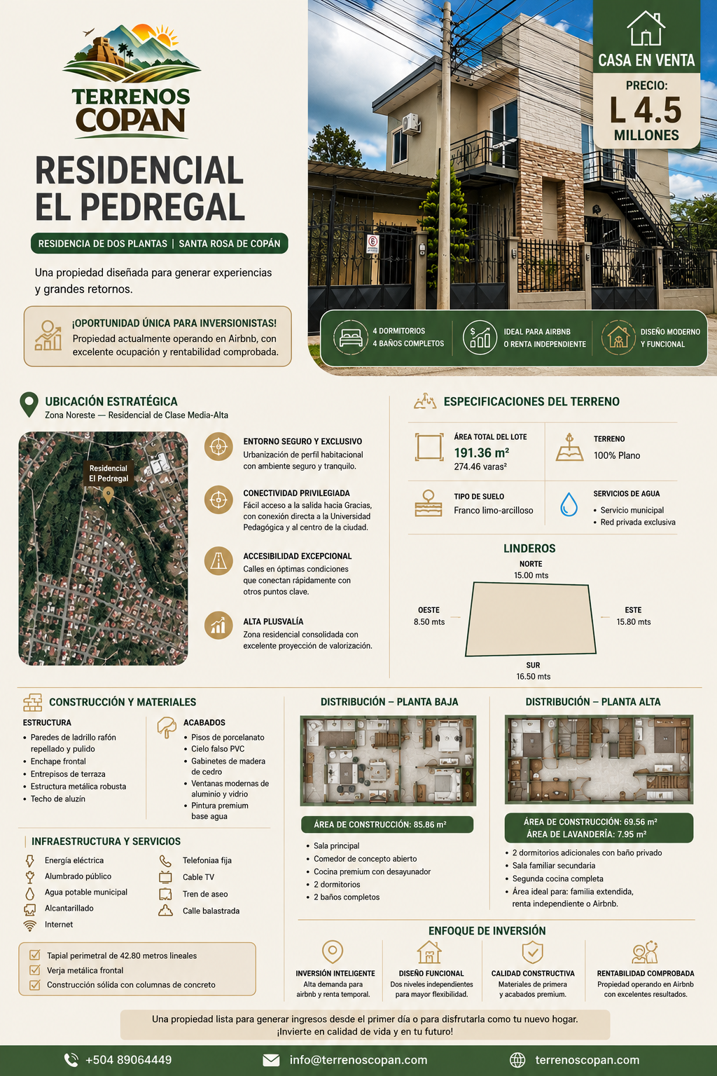 Casa de Dos Plantas en Residencial El Pedregal, Santa Rosa de Copán – Ideal para Airbnb o Inversión