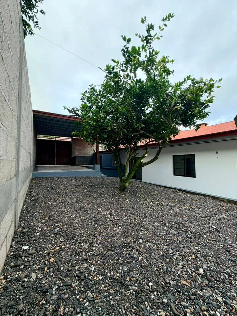 Patio interior con área verde en casa de El Cerrito Santa Rosa de Copán
