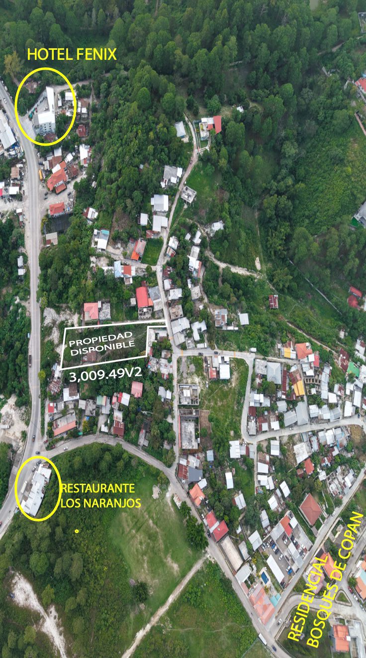 Ubicación del lote en Los Naranjos Santa Rosa de Copán, cerca del Hotel Fénix y Restaurante Los Naranjos