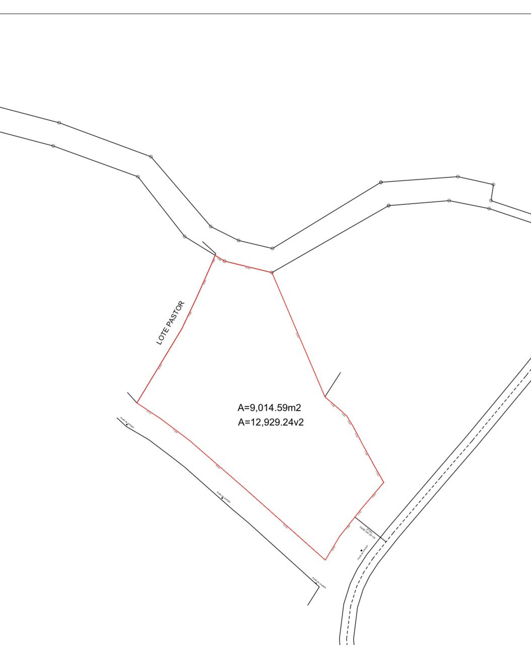 Plano y medidas de lote comercial en San Antonio El Duende Santa Rosa de Copán
